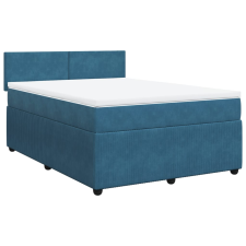 vidaXL kék bársony rugós ágy matraccal 140 x 190 cm (3287732) ágy és ágykellék