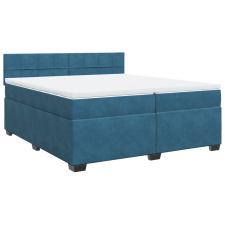 vidaXL kék bársony rugós ágy matraccal 200x200 cm (3286406) ágy és ágykellék