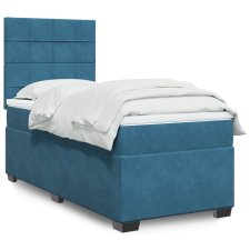 vidaXL kék bársony rugós ágy matraccal 90 x 190 cm ágy és ágykellék