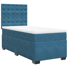 vidaXL kék bársony rugós ágy matraccal 90 x 190 cm (3290802) ágy és ágykellék