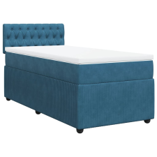 vidaXL kék bársony rugós ágy matraccal 90 x 200 cm (3287648) ágy és ágykellék