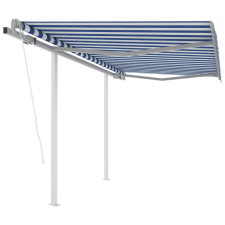 vidaXL kék és fehér automata napellenző póznákkal 3 x 2,5 m kerti bútor