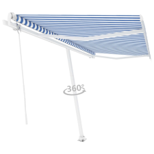 vidaXL kék és fehér automata póznás napellenző 400 x 350 cm kerti bútor