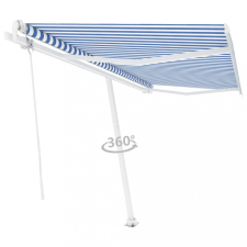 vidaXL Kék és fehér automata póznás napellenző 400 x 350 cm kerti bútor