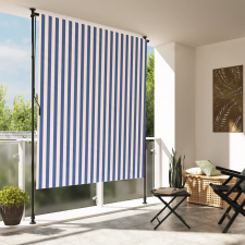 vidaXL kék és fehér szövet és acél kültéri roló 150 x 270 cm kerti bútor