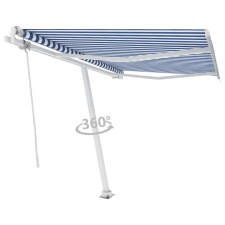 vidaXL kék-fehér automata póznás napellenző 300 x 250 cm kerti bútor