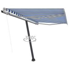 vidaXL kék-fehér automata póznás napellenző 300 x 250 cm kerti bútor