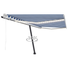 vidaXL kék-fehér automata szélérzékelős és LED-es napellenző 400x350cm kerti bútor