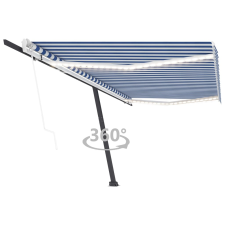 vidaXL kék-fehér automata szélérzékelős és LED-es napellenző 500x300cm kerti bútor