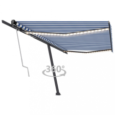 vidaXL kék-fehér automata szélérzékelős és LED-es napellenző 500x350cm kerti bútor