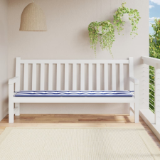 vidaXL kék-fehér csíkos szövet kerti padpárna 200 x 50 x 3 cm kerti bútor