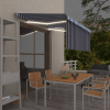vidaXL kék-fehér kézzel kihúzható LED-es napellenző redőnnyel 3x2,5 m