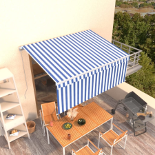 vidaXL kék-fehér manuális kihúzható napellenző redőnnyel 3 x 2,5 m kerti bútor