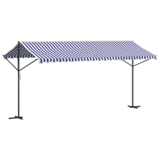 vidaXL kék-fehér szövet és acél szabadon álló napellenző 500 x 300 cm kerti bútor