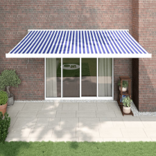 vidaXL kék-fehér szövet és alumínium behúzható napellenző 4 x 3 m kerti bútor