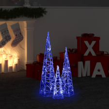 vidaXL Kék fényű LED-es akril díszfénykúpszett 30/45/60 cm (328969) karácsonyi dekoráció
