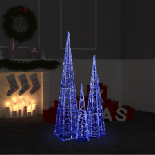 vidaXL kék fényű LED-es akril díszfénykúpszett 60/90/120 cm karácsonyfa izzósor
