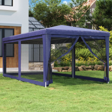 vidaXL kék HDPE rendezvénysátor 6 hálós oldalfallal 3 x 6 m kerti bútor