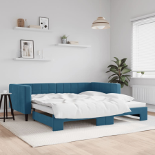 vidaXL kék kihúzható bársony heverő 100 x 200 cm ágy és ágykellék