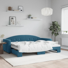 vidaXL kék kihúzható szövet heverő 80 x 200 cm ágy és ágykellék