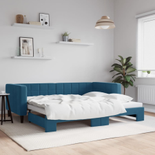 vidaXL kék kihúzható szövet heverő 90 x 200 cm ágy és ágykellék
