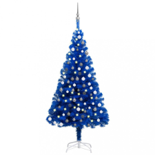 vidaXL kék PVC műkarácsonyfa LED-fényekkel és gömbszettel 120 cm műfenyő