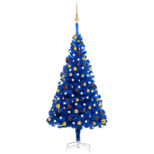 vidaXL kék PVC műkarácsonyfa LED-fényekkel és gömbszettel 150 cm karácsonyi dekoráció