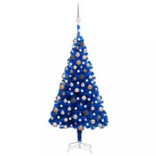 vidaXL kék PVC műkarácsonyfa LED-fényekkel és gömbszettel 180 cm műfenyő