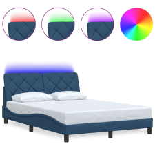vidaXL kék szövet ágykeret LED-ekkel matrac nélkül 140 x 190 cm (3310670) ágy és ágykellék