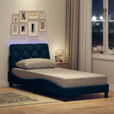 vidaXL kék szövet ágykeret LED-ekkel matrac nélkül 90x190 cm ágy és ágykellék