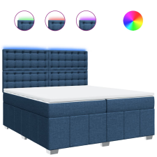 vidaXL kék szövet rugós ágy matraccal 200 x 200 cm (3294095) ágy és ágykellék