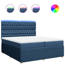 vidaXL kék szövet rugós ágy matraccal 200 x 200 cm (3294476) ágy és ágykellék