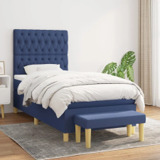 vidaXL kék szövet rugós ágy matraccal 90 x 190 cm ágy és ágykellék