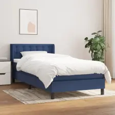 vidaXL Kék szövet rugós ágy matraccal 90 x 200 cm (3130007) bútor