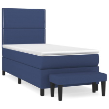 vidaXL kék szövet rugós ágy matraccal 90 x 200 cm (3136491) ágy és ágykellék