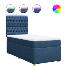 vidaXL kék szövet rugós ágy matraccal 90 x 200 cm (3293476) ágy és ágykellék