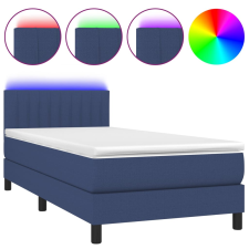 vidaXL kék szövet rugós és LED-es ágy matraccal 100x200 cm (3133299) ágy és ágykellék