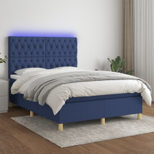 vidaXL kék szövet rugós és LED-es ágy matraccal 140x190 cm ágy és ágykellék