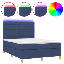 vidaXL kék szövet rugós és LED-es ágy matraccal 140x190 cm (3135515) ágy és ágykellék