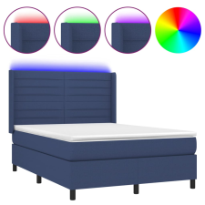 vidaXL kék szövet rugós és LED-es ágy matraccal 140x190 cm (3138395) ágy és ágykellék