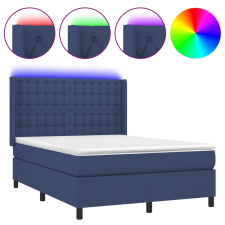 vidaXL kék szövet rugós és LED-es ágy matraccal 140x190 cm (3138635) ágy és ágykellék