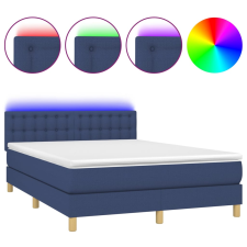 vidaXL kék szövet rugós és LED-es ágy matraccal 140x200 cm (3134043) ágy és ágykellék