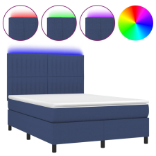 vidaXL kék szövet rugós és LED-es ágy matraccal 140x200 cm (3135043) ágy és ágykellék