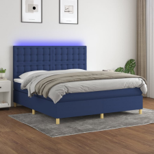 vidaXL kék szövet rugós és LED-es ágy matraccal 160x200 cm ágy és ágykellék