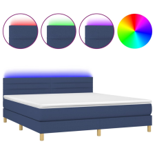 vidaXL kék szövet rugós és LED-es ágy matraccal 160x200 cm (3133811) ágy és ágykellék