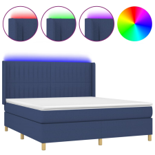 vidaXL kék szövet rugós és LED-es ágy matraccal 160x200 cm (3139051) ágy és ágykellék