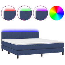 vidaXL kék szövet rugós és LED-es ágy matraccal 180 x 200 cm (3133339) ágy és ágykellék