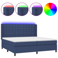 vidaXL kék szövet rugós és LED-es ágy matraccal 200 x 200 cm (3138667) ágy és ágykellék