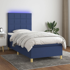vidaXL kék szövet rugós és LED-es ágy matraccal 90x190 cm ágy és ágykellék