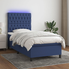 vidaXL Kék szövet rugós és LED-es ágy matraccal 90x200 cm ágy és ágykellék